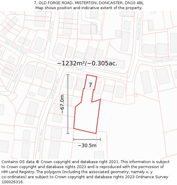 7, OLD FORGE ROAD, MISTERTON, DONCASTER, DN10 4BL: Plot and title map