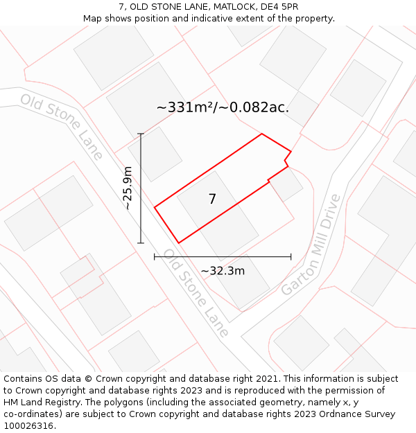7, OLD STONE LANE, MATLOCK, DE4 5PR: Plot and title map