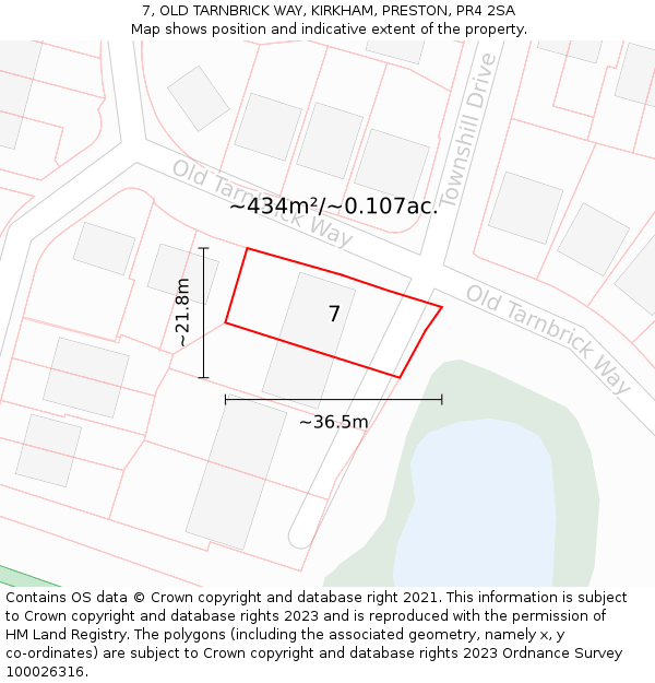 7, OLD TARNBRICK WAY, KIRKHAM, PRESTON, PR4 2SA: Plot and title map