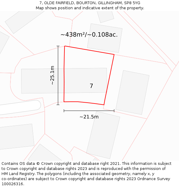 7, OLDE FAIRFIELD, BOURTON, GILLINGHAM, SP8 5YG: Plot and title map