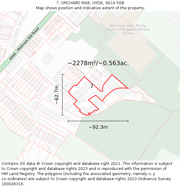 7, ORCHARD RISE, HYDE, SK14 5SB: Plot and title map