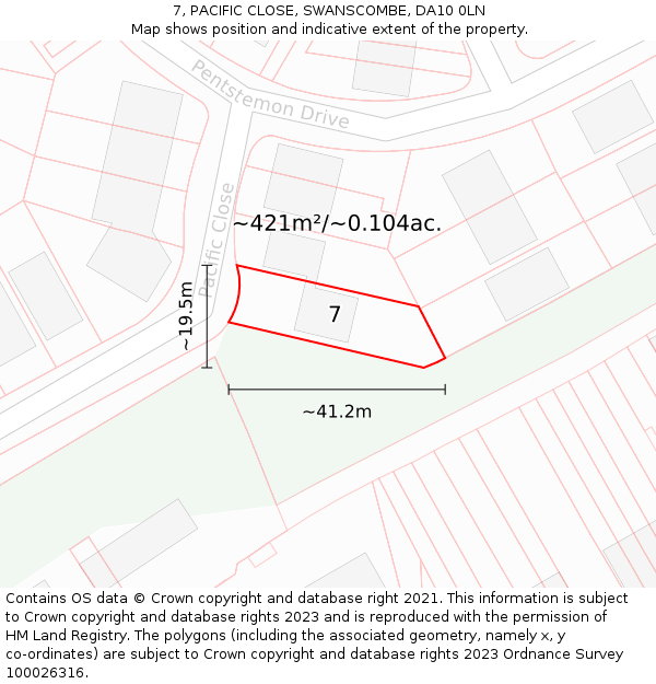 7, PACIFIC CLOSE, SWANSCOMBE, DA10 0LN: Plot and title map