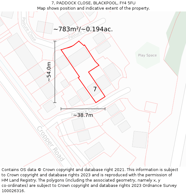 7, PADDOCK CLOSE, BLACKPOOL, FY4 5FU: Plot and title map