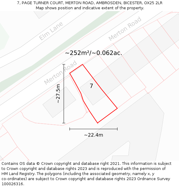 7, PAGE TURNER COURT, MERTON ROAD, AMBROSDEN, BICESTER, OX25 2LR: Plot and title map