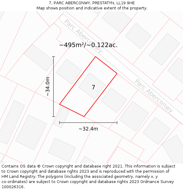 7, PARC ABERCONWY, PRESTATYN, LL19 9HE: Plot and title map