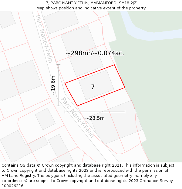 7, PARC NANT Y FELIN, AMMANFORD, SA18 2JZ: Plot and title map