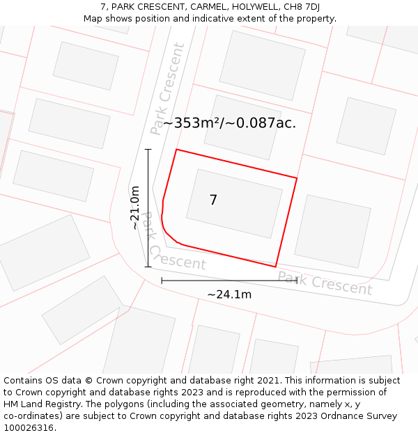 7, PARK CRESCENT, CARMEL, HOLYWELL, CH8 7DJ: Plot and title map