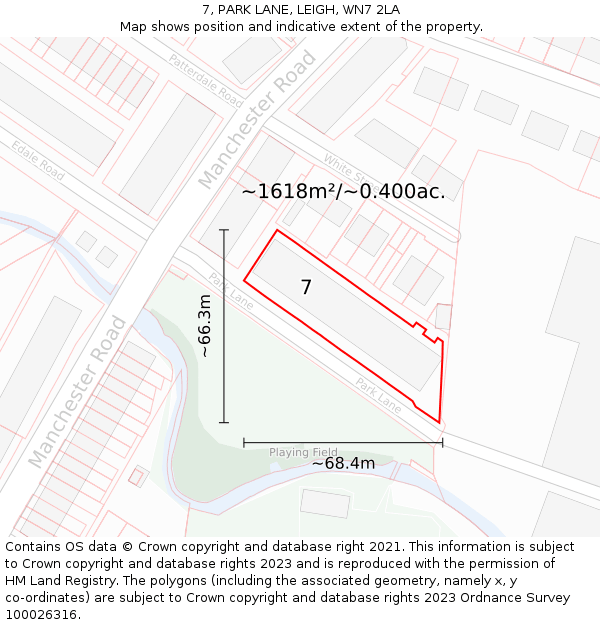 7, PARK LANE, LEIGH, WN7 2LA: Plot and title map