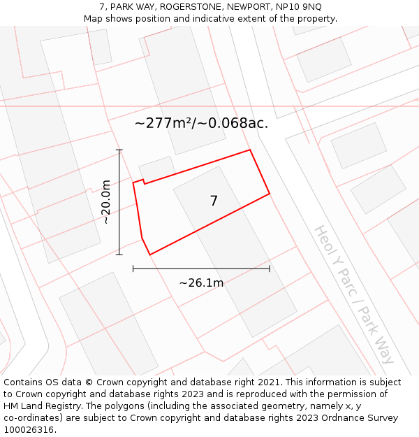 7, PARK WAY, ROGERSTONE, NEWPORT, NP10 9NQ: Plot and title map