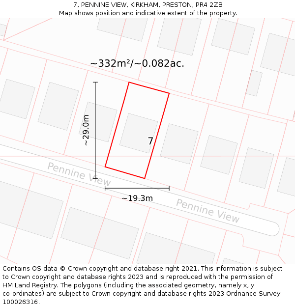 7, PENNINE VIEW, KIRKHAM, PRESTON, PR4 2ZB: Plot and title map