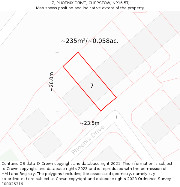 7, PHOENIX DRIVE, CHEPSTOW, NP16 5TJ: Plot and title map