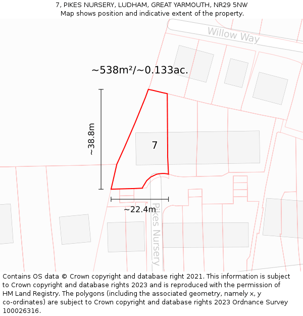 7, PIKES NURSERY, LUDHAM, GREAT YARMOUTH, NR29 5NW: Plot and title map