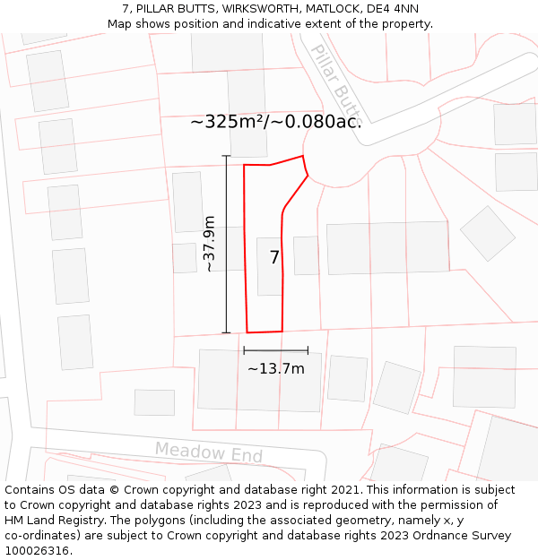 7, PILLAR BUTTS, WIRKSWORTH, MATLOCK, DE4 4NN: Plot and title map