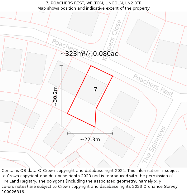 7, POACHERS REST, WELTON, LINCOLN, LN2 3TR: Plot and title map
