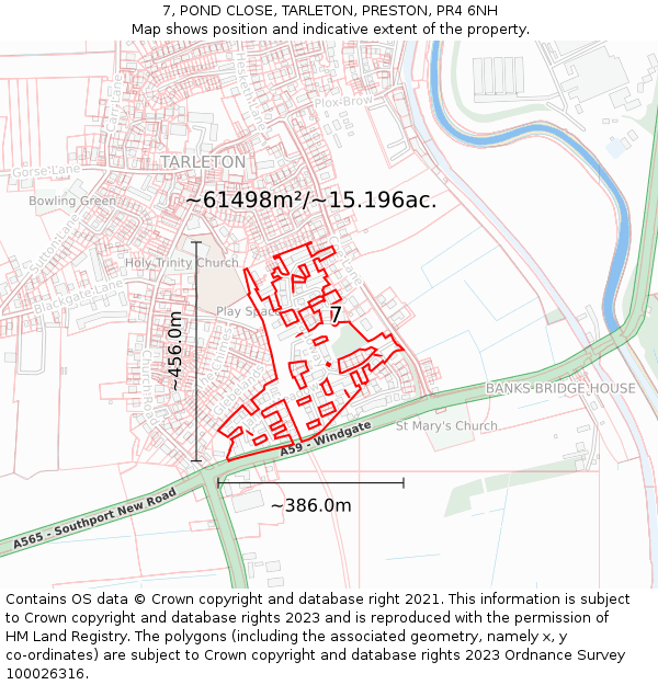 7, POND CLOSE, TARLETON, PRESTON, PR4 6NH: Plot and title map