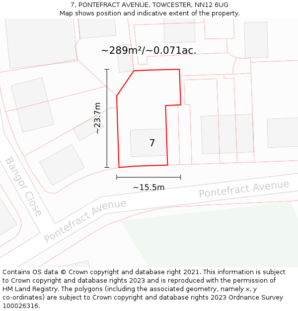 7, PONTEFRACT AVENUE, TOWCESTER, NN12 6UG: Plot and title map