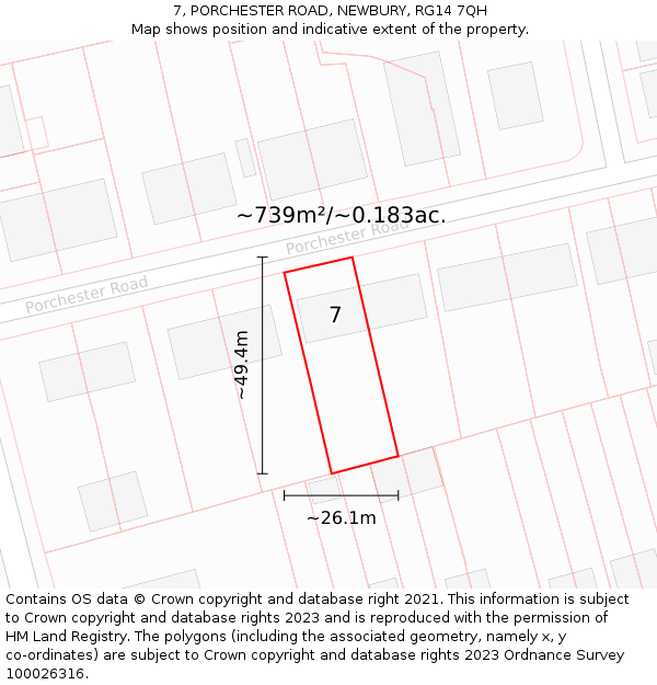 7, PORCHESTER ROAD, NEWBURY, RG14 7QH: Plot and title map