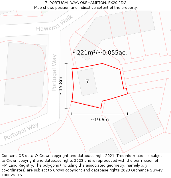 7, PORTUGAL WAY, OKEHAMPTON, EX20 1DG: Plot and title map