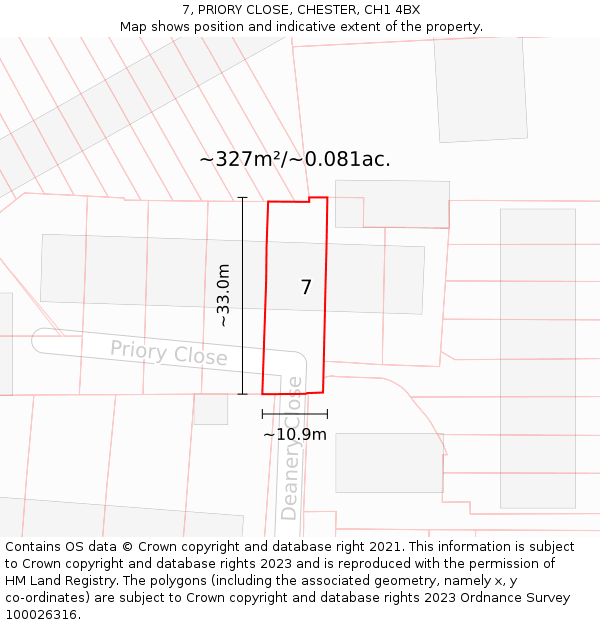 7, PRIORY CLOSE, CHESTER, CH1 4BX: Plot and title map