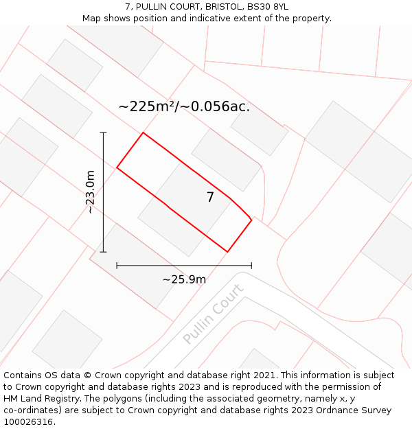 7, PULLIN COURT, BRISTOL, BS30 8YL: Plot and title map