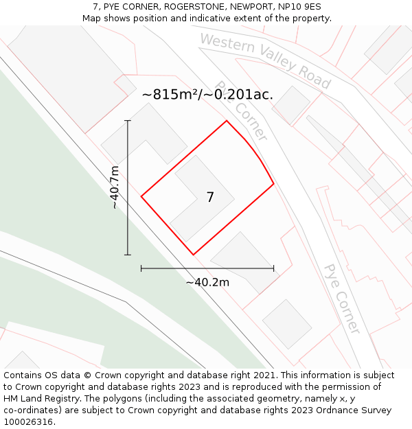7, PYE CORNER, ROGERSTONE, NEWPORT, NP10 9ES: Plot and title map