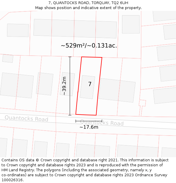 7, QUANTOCKS ROAD, TORQUAY, TQ2 6UH: Plot and title map