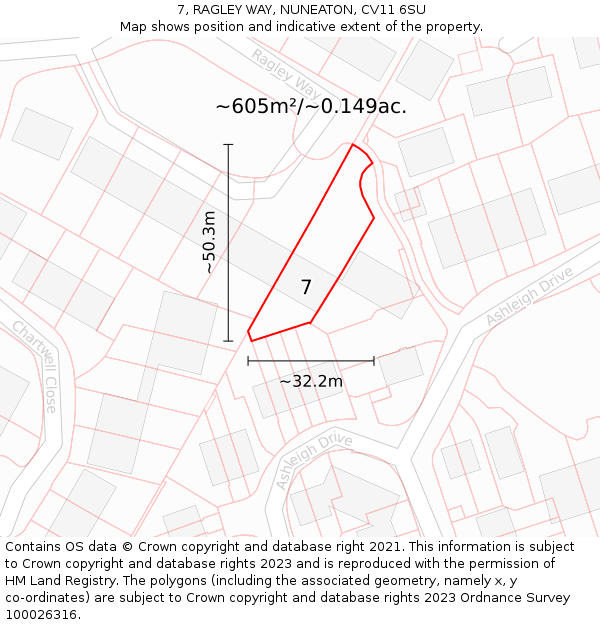 7, RAGLEY WAY, NUNEATON, CV11 6SU: Plot and title map