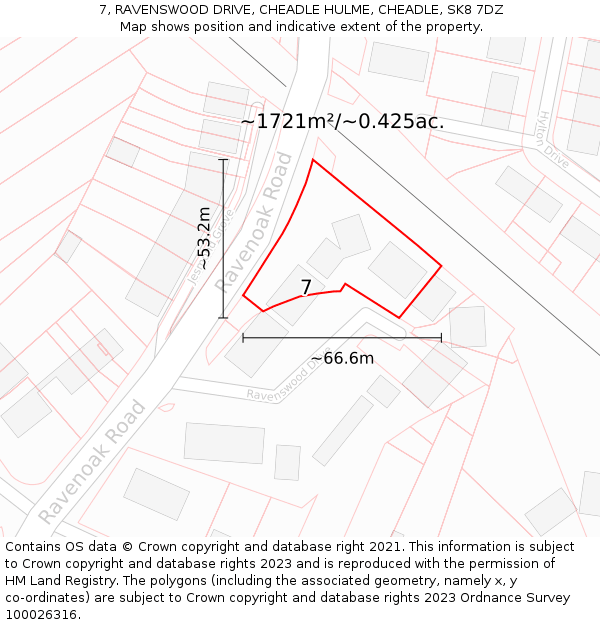 7, RAVENSWOOD DRIVE, CHEADLE HULME, CHEADLE, SK8 7DZ: Plot and title map
