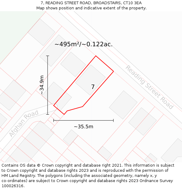 7, READING STREET ROAD, BROADSTAIRS, CT10 3EA: Plot and title map