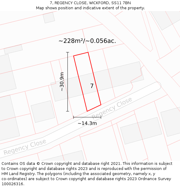 7, REGENCY CLOSE, WICKFORD, SS11 7BN: Plot and title map