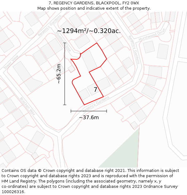 7, REGENCY GARDENS, BLACKPOOL, FY2 0WX: Plot and title map