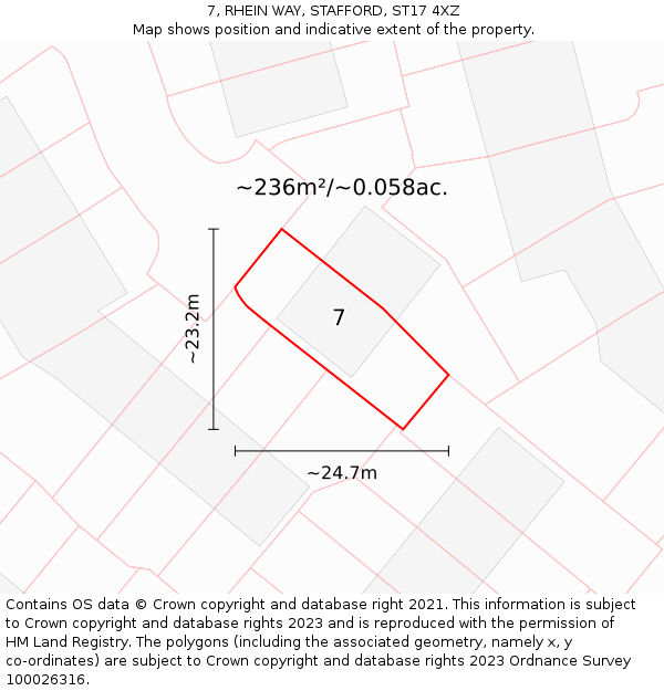 7, RHEIN WAY, STAFFORD, ST17 4XZ: Plot and title map