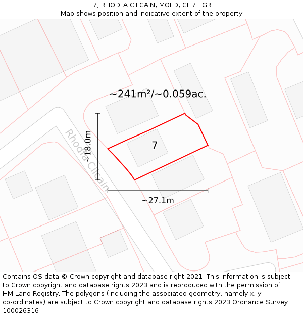 7, RHODFA CILCAIN, MOLD, CH7 1GR: Plot and title map