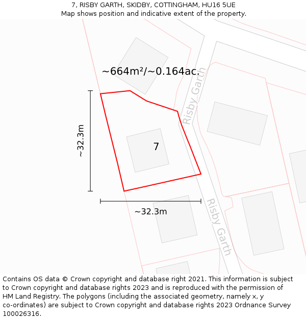 7, RISBY GARTH, SKIDBY, COTTINGHAM, HU16 5UE: Plot and title map