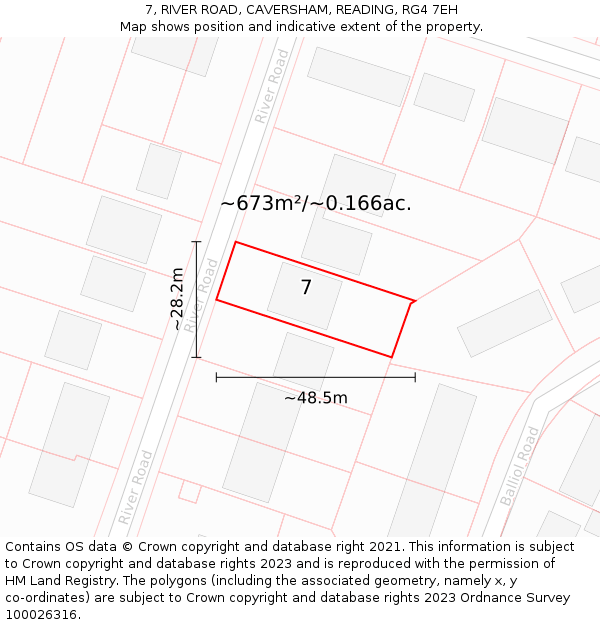 7, RIVER ROAD, CAVERSHAM, READING, RG4 7EH: Plot and title map