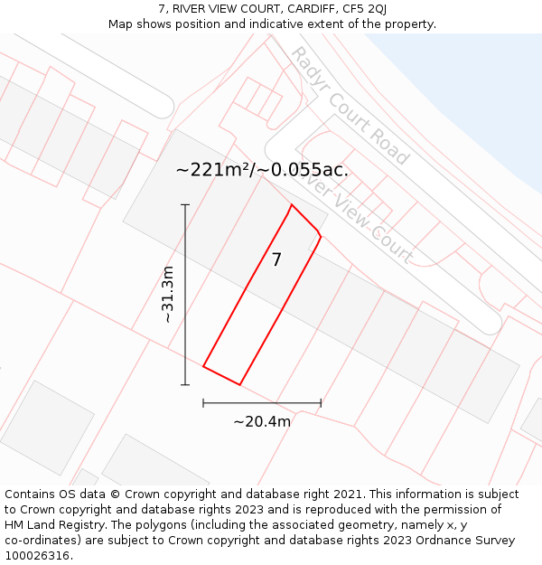 7, RIVER VIEW COURT, CARDIFF, CF5 2QJ: Plot and title map