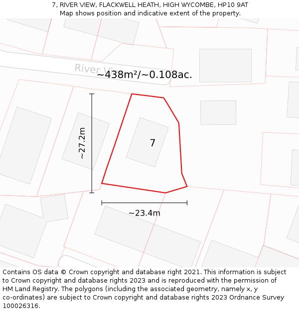 7, RIVER VIEW, FLACKWELL HEATH, HIGH WYCOMBE, HP10 9AT: Plot and title map