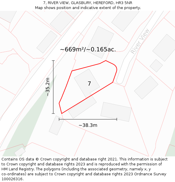 7, RIVER VIEW, GLASBURY, HEREFORD, HR3 5NR: Plot and title map