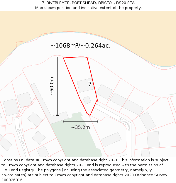 7, RIVERLEAZE, PORTISHEAD, BRISTOL, BS20 8EA: Plot and title map