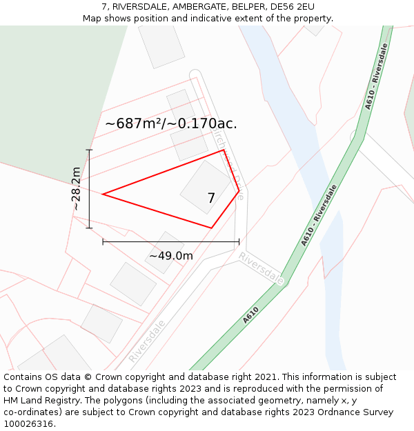 7, RIVERSDALE, AMBERGATE, BELPER, DE56 2EU: Plot and title map