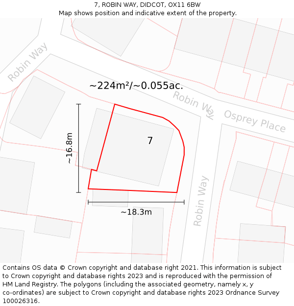 7, ROBIN WAY, DIDCOT, OX11 6BW: Plot and title map
