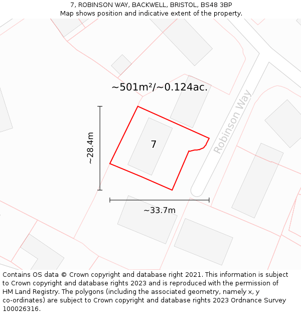 7, ROBINSON WAY, BACKWELL, BRISTOL, BS48 3BP: Plot and title map