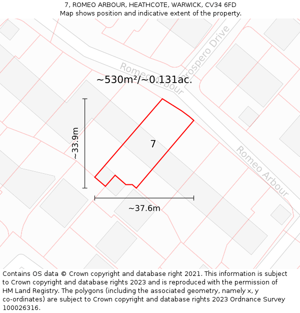 7, ROMEO ARBOUR, HEATHCOTE, WARWICK, CV34 6FD: Plot and title map