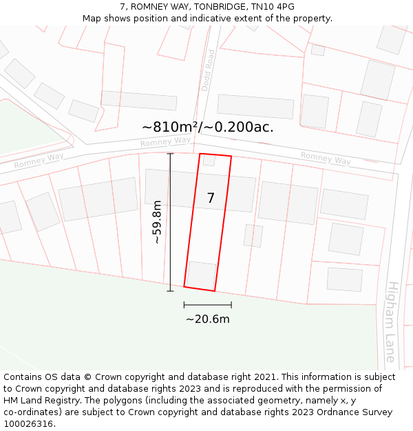7, ROMNEY WAY, TONBRIDGE, TN10 4PG: Plot and title map