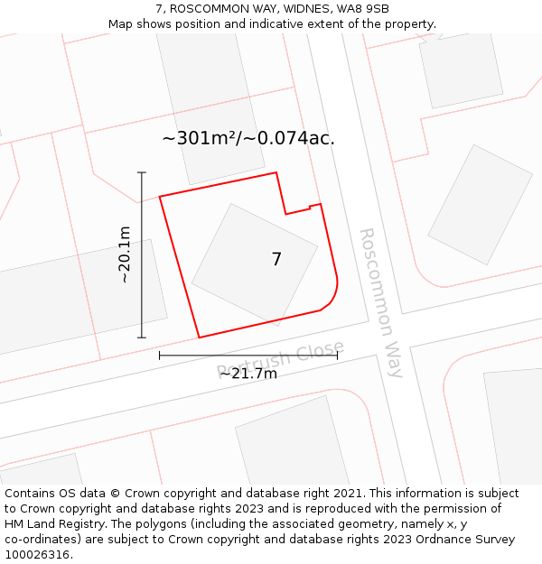 7, ROSCOMMON WAY, WIDNES, WA8 9SB: Plot and title map