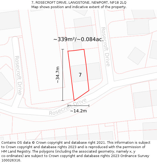 7, ROSECROFT DRIVE, LANGSTONE, NEWPORT, NP18 2LQ: Plot and title map