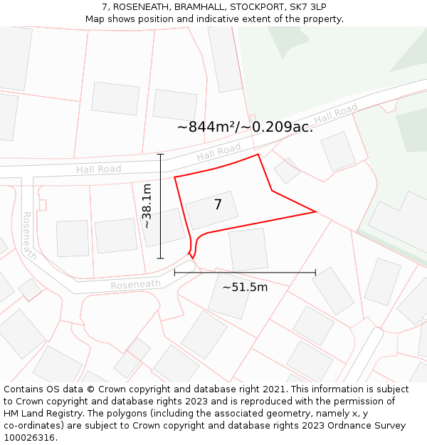 7, ROSENEATH, BRAMHALL, STOCKPORT, SK7 3LP: Plot and title map
