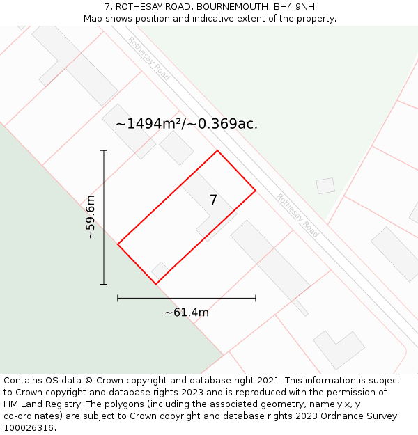 7, ROTHESAY ROAD, BOURNEMOUTH, BH4 9NH: Plot and title map