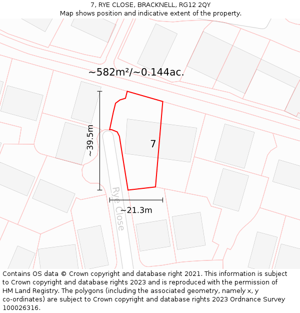 7, RYE CLOSE, BRACKNELL, RG12 2QY: Plot and title map