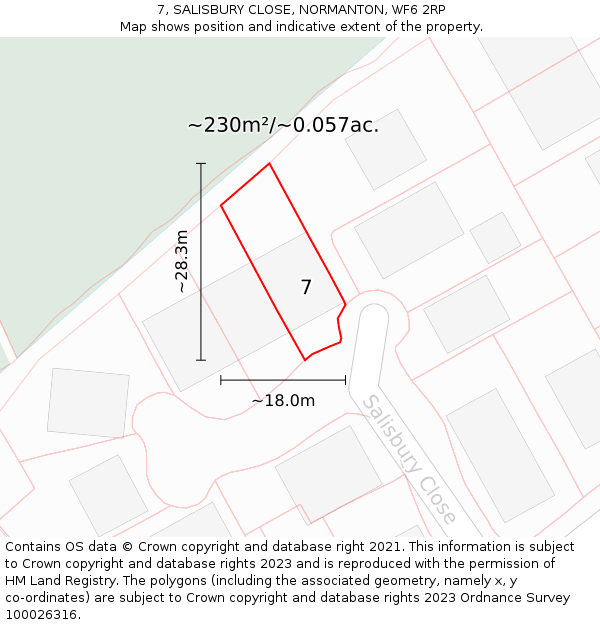 7, SALISBURY CLOSE, NORMANTON, WF6 2RP: Plot and title map